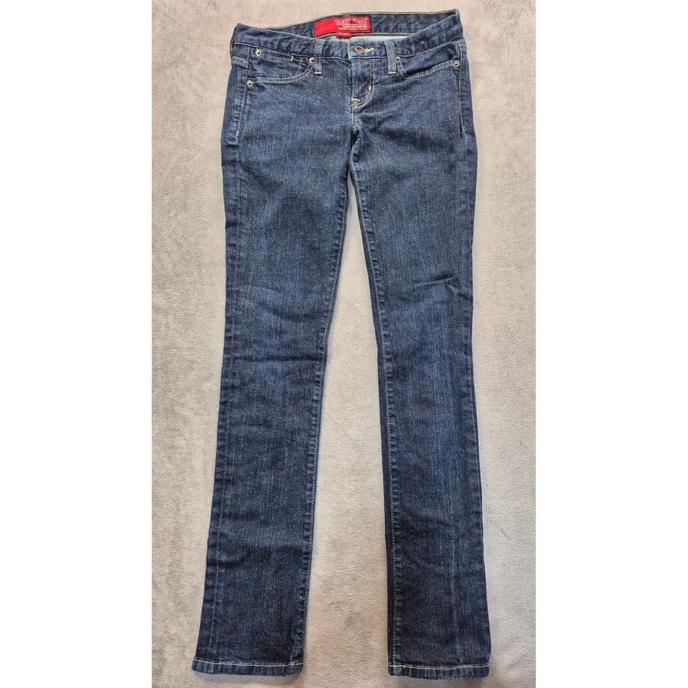 Guess Jeans Womens 26 Dark Wash Slim Straight Blue Stretch Denim Y2K